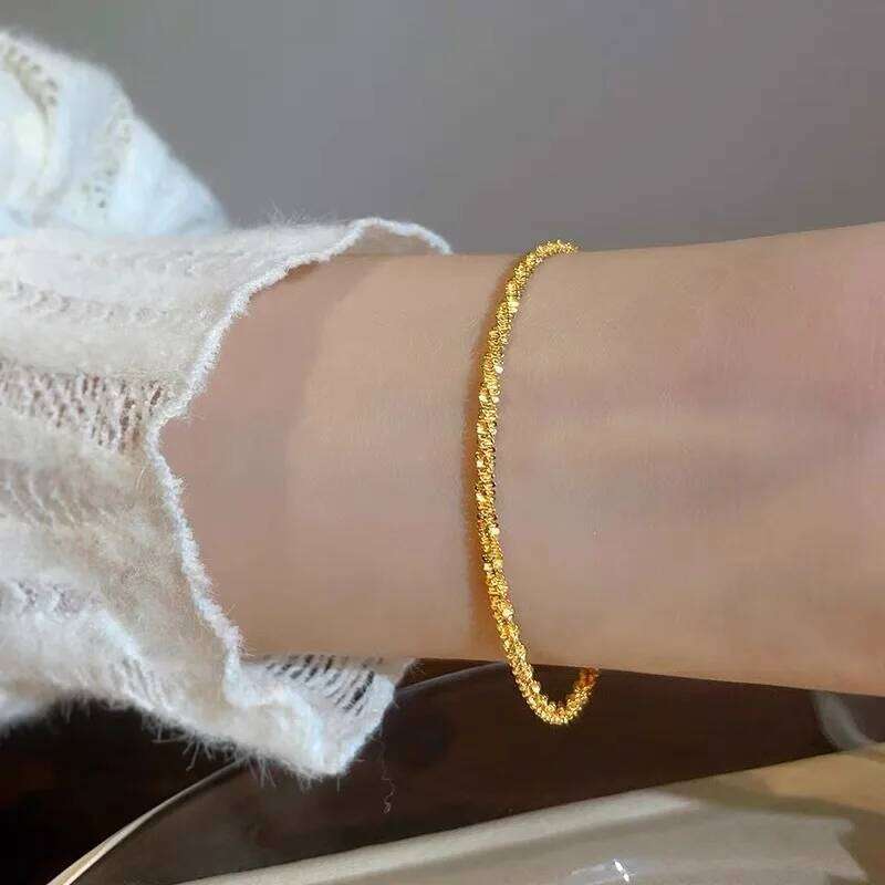 Color Shiny Chain for Women Bride Wedding Bracelet Bangle Fine Jewelry Gifts Not Fade 26H0205 26H0205