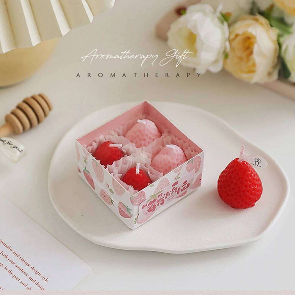 Strawberry Soy Wax Aromatherapy Scented Candles Cake Party Home Decoration Creative Birthday Gift S260204
