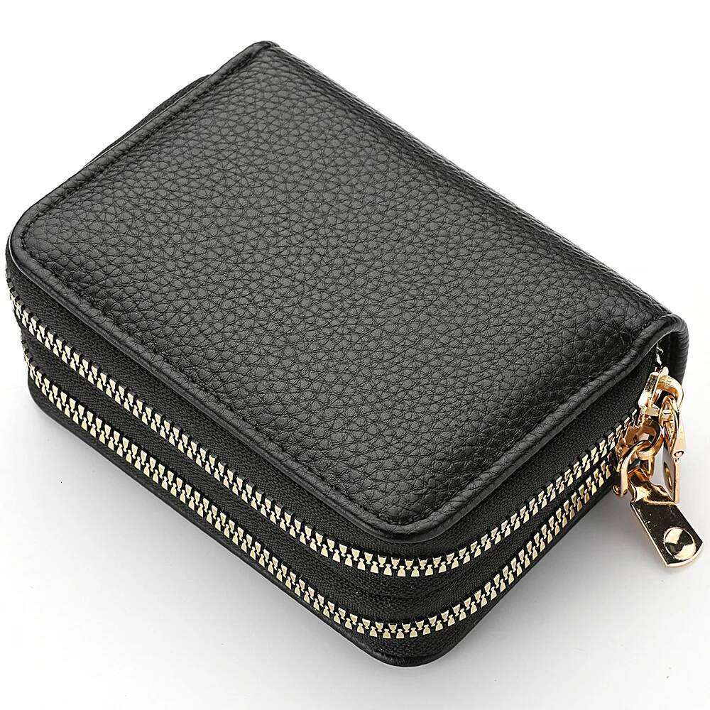 Women's Short Purse Lychee Print PU Leather Bank Credit ID Card Holder Zipper Coin Bag Z260205