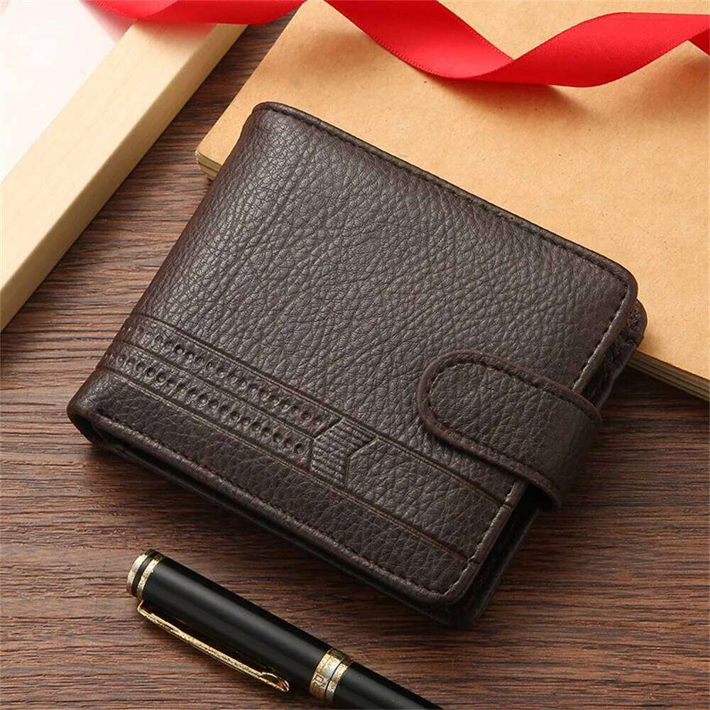 New Men Short Bifold PU Leather Male Hasp Credit ID Card Holder Wallet Billfold Purse Clutch Men's Purses Money Bag Z260205
