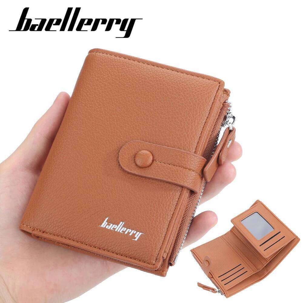 Mini Wallet Women Baellerry Small Tri-fold Clutch with Zipper Snap Button Multi Card Holder Organizer Gift for Her Z260205