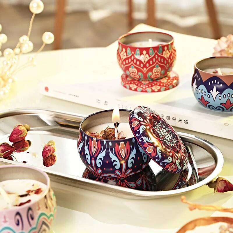 1pc Candles Iron Box Soy Wax Scented Dried Flower Aromatherapy Birthday Candle Home Hotel Wedding Decoration H260205