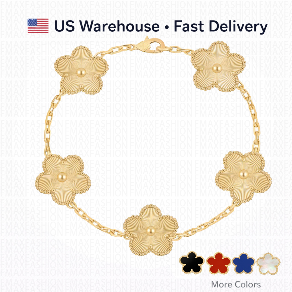 5 Motifs Clover Bracelet 18K Gold Plated Luxury Flower Link Chain Bracelets Onyx Shell Jewelry for Women Fast Delivery