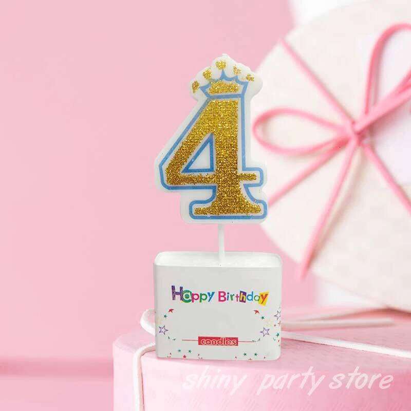 Gold Crown Cake Baking Decoration Plug-In Birthday Prty Anniversary Scene Layout Pink Blue Lace Exquisite Small Candle S260204