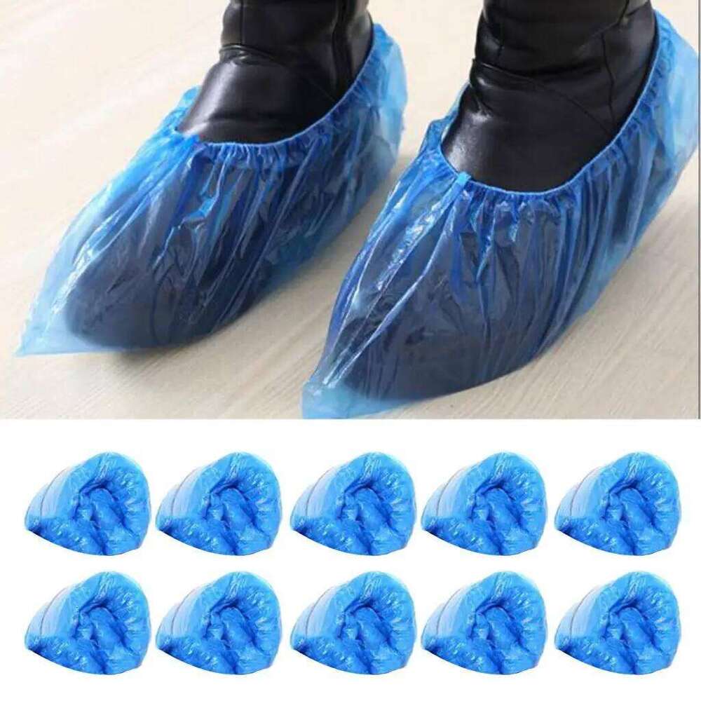 100Pcs Disposable Plastic Shoe Covers Cleaning Overshoes Protective S260204