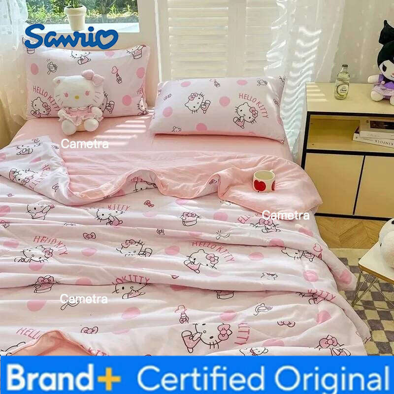 Sanrio Hello Kitty Kawaii Summer Anime Cartoon Quilt Cover Student Bedding Soft Microfiber Bedspread Lightweight Coverlet H2602051