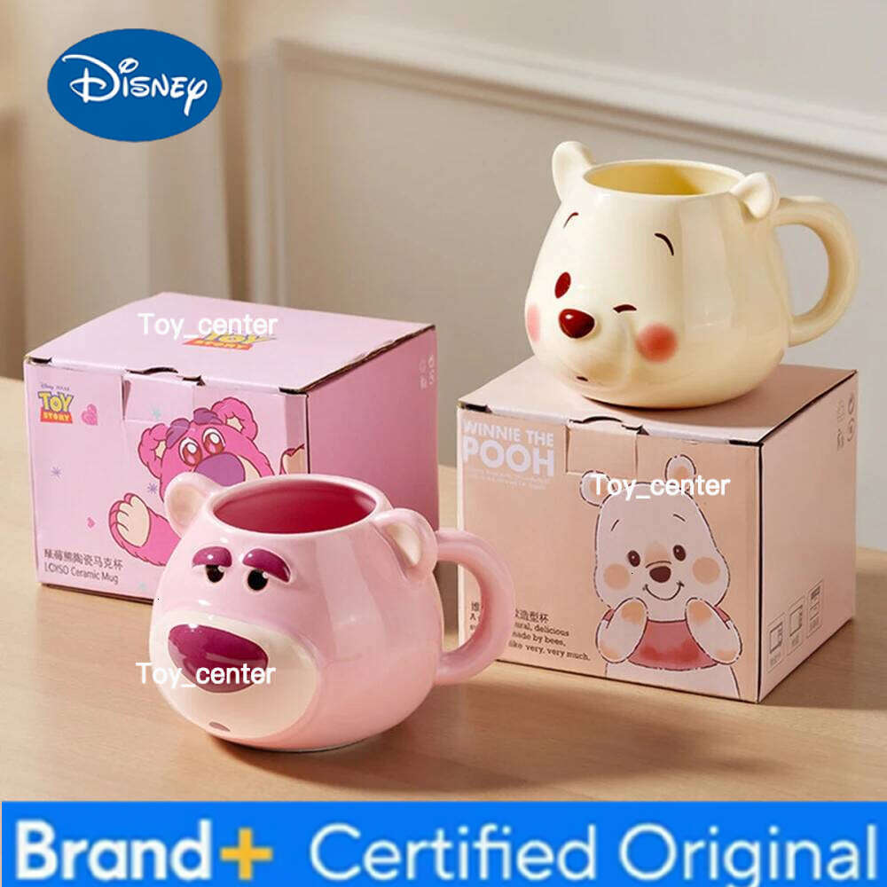 Disney Winnie Pooh Strawberry Bear Shape Colorful Unique Large Capacity Cartoon Style Ceramic Mug for Home Office Cup H260205