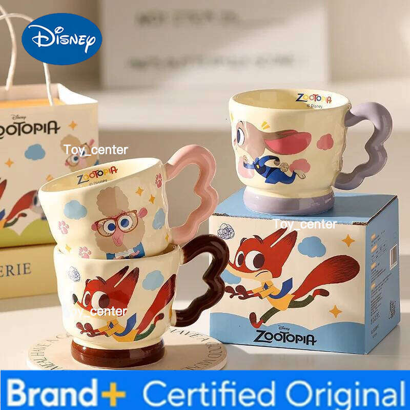 Disney Y2K 330ml New Anime Zootopia Judy Ceramic Kawaii Nick Milk Coffee Mug Breakfast Oat Girl Water Cup Birthday Gift H260205