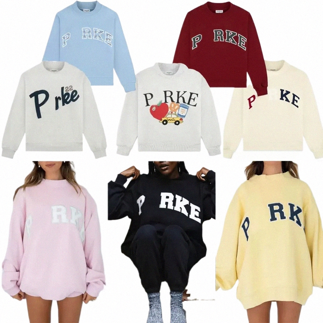 Parke Designer Womens Mockneck Hoodie Loose Fit Letter Print Luxury Yoga Sports Jogging Sweatshirt