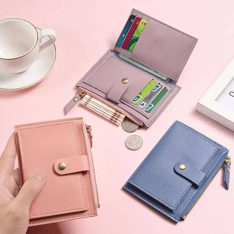 Simple PU Leather Short Ladies With Buckle Coin Purse Clutch Multi-Card Slot Card Holder Durable Zipper Wallet Z260205