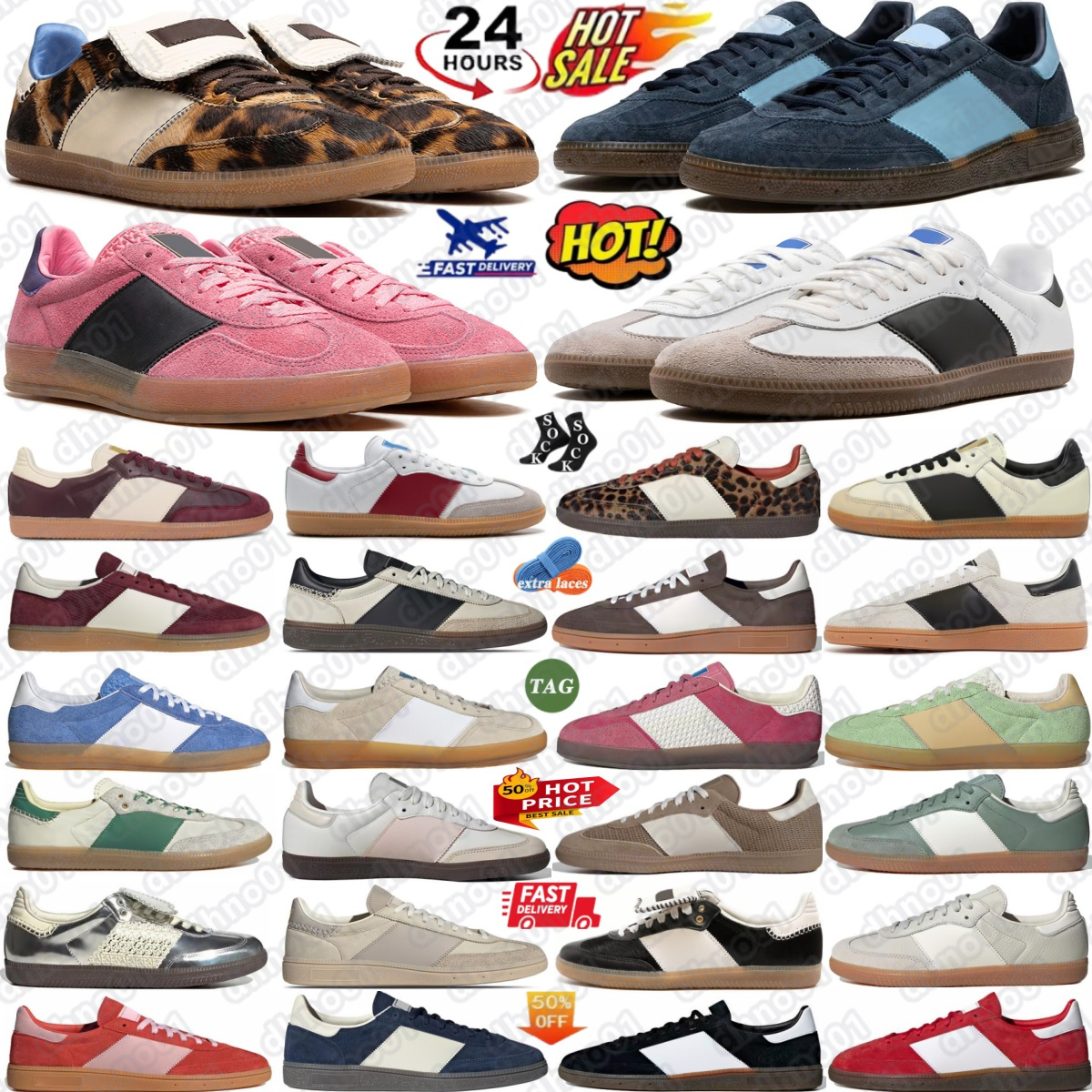 Handball shoes sneakers Indoor bad bunny trainers Preloved Red women men Leopard Cloud White Core black Earth Strata Gum navy Silver Metallic pink #7k