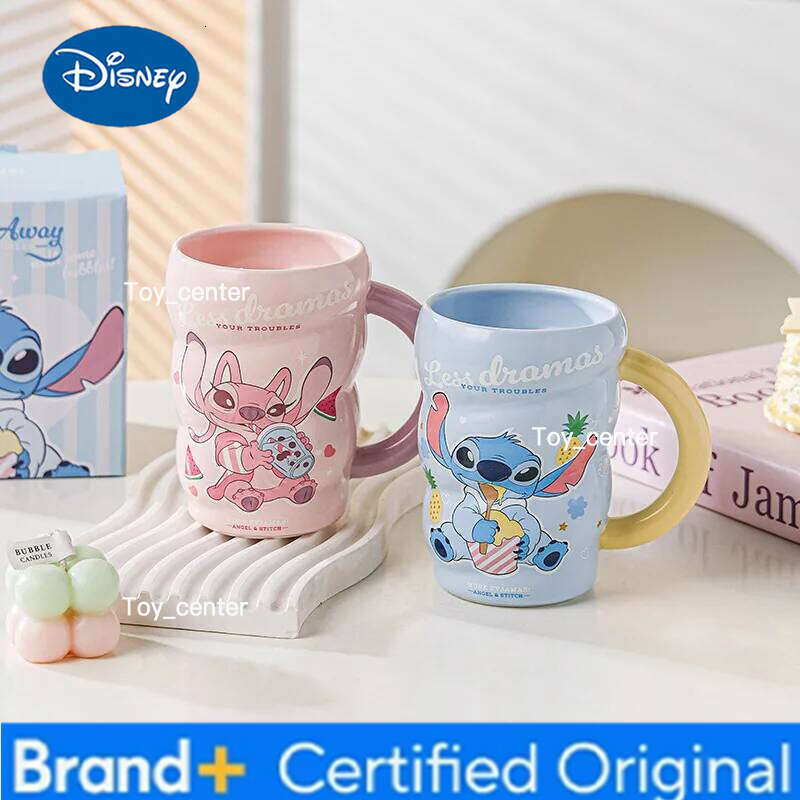 Disney Stitch Ceramic Coffee Mug Girls Home Rotating Twist Water Cup Student Large Capacity Cups with Handle Dishwasher Safe H260205