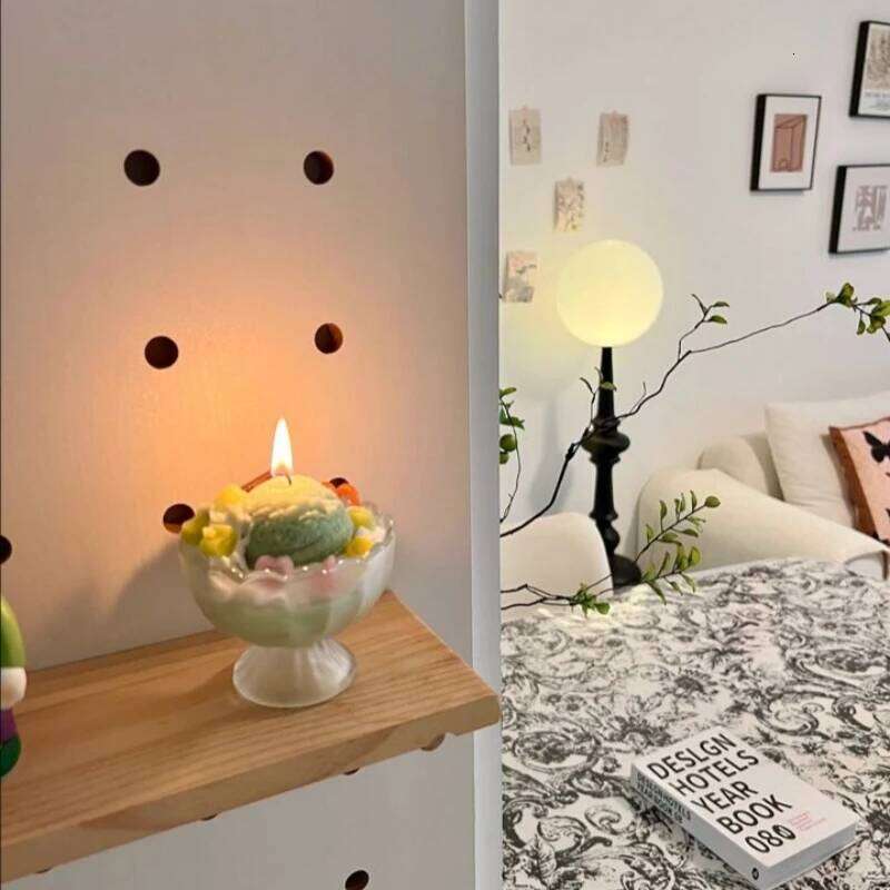 Ice Cream Scented Sweet Dessert Aroma Refreshing Ambience Cute Decorative Candle for Cozy Summer Vibes H260205