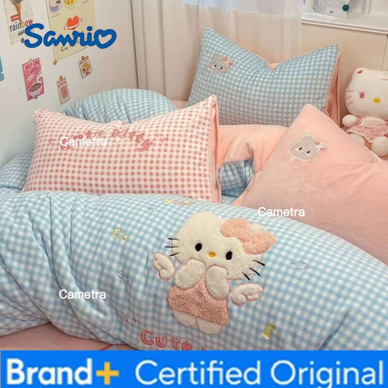 Sanrio Hello Kitty High-value Creative Quilt Cover Bed Sheet Four-piece Cartoon Student Dormitory Thickened Three-piece Bedding H260205