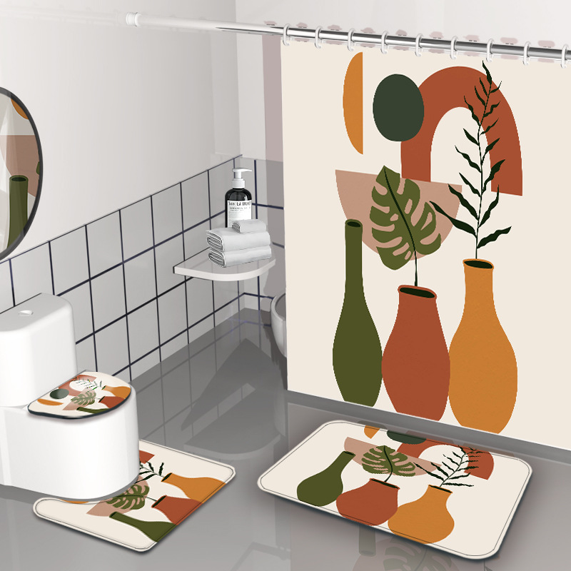 YL-38278 Simple 3D Digital Printed Shower Curtain, Waterproof and Mildew-proof, Bathroom Partition Curtain, Hanging Curtain