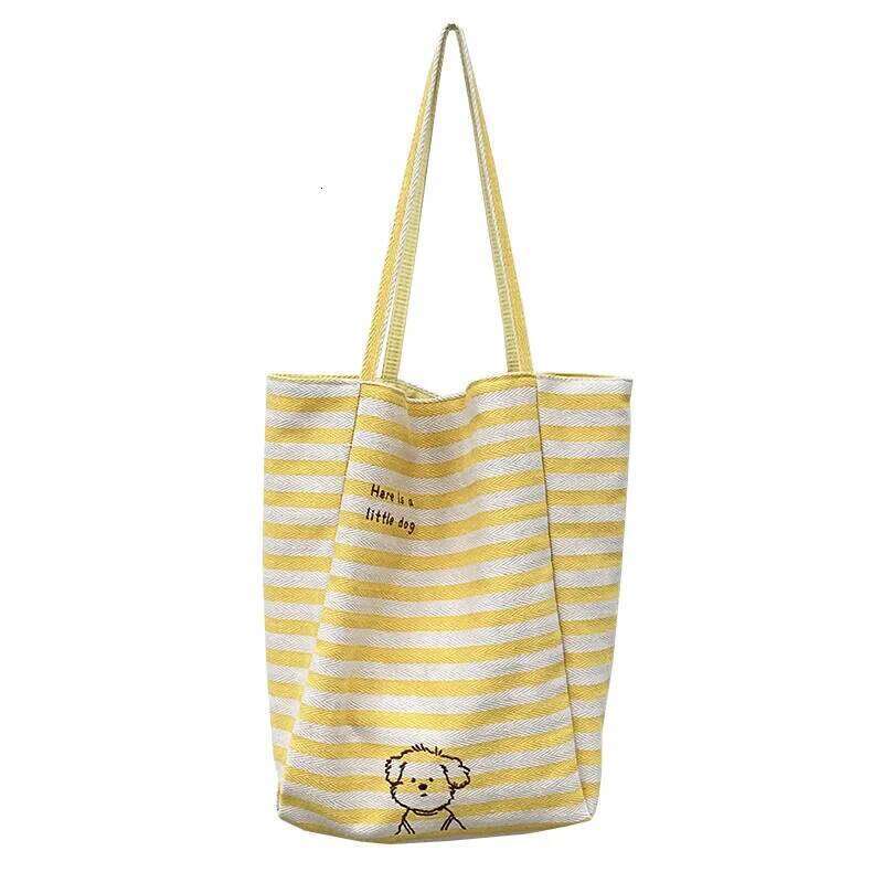 New Bag Two Sides Back Embroidery Canvas Korean Simple Tote Leisure Shoulder Large Capacity Bags Y260204