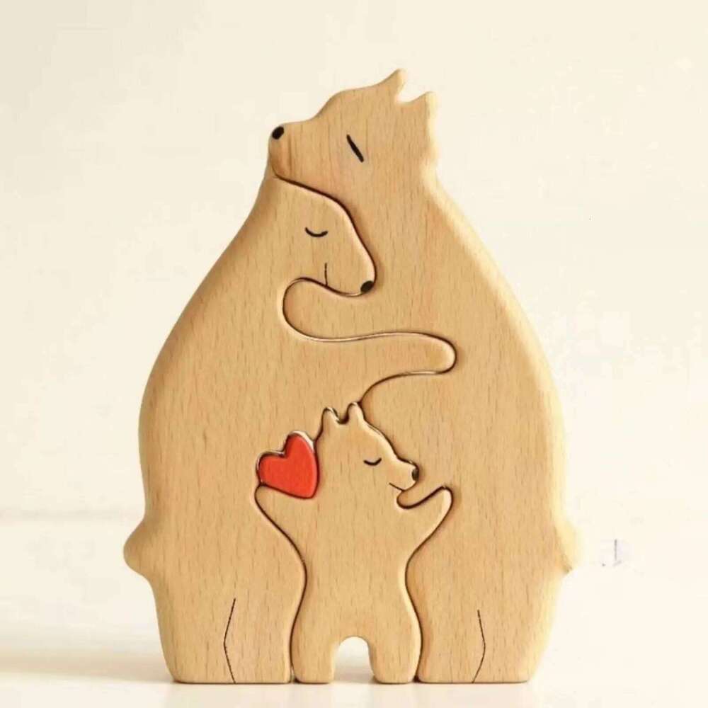 Bear Theme Art Wooden Sculpture DIY Cute Family Member of Bears Puzzle Home Desktop Decor Mothers Day Gift S260204