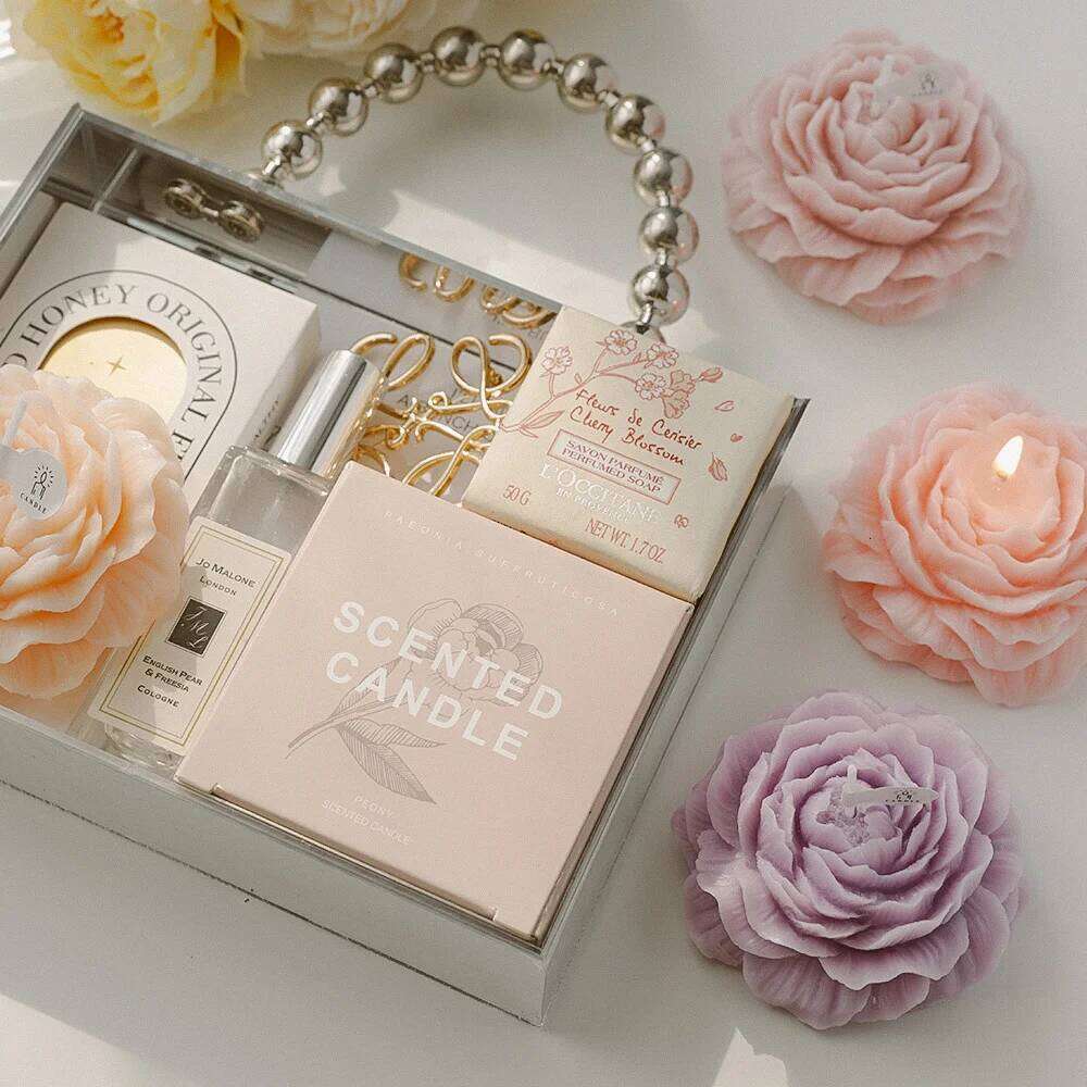 Low Temperature Candles Wax Rose Heart Candle 42 to 48 Degrees Peony Scented Decorative Waxs Valentine's Day Creative Gift S260204