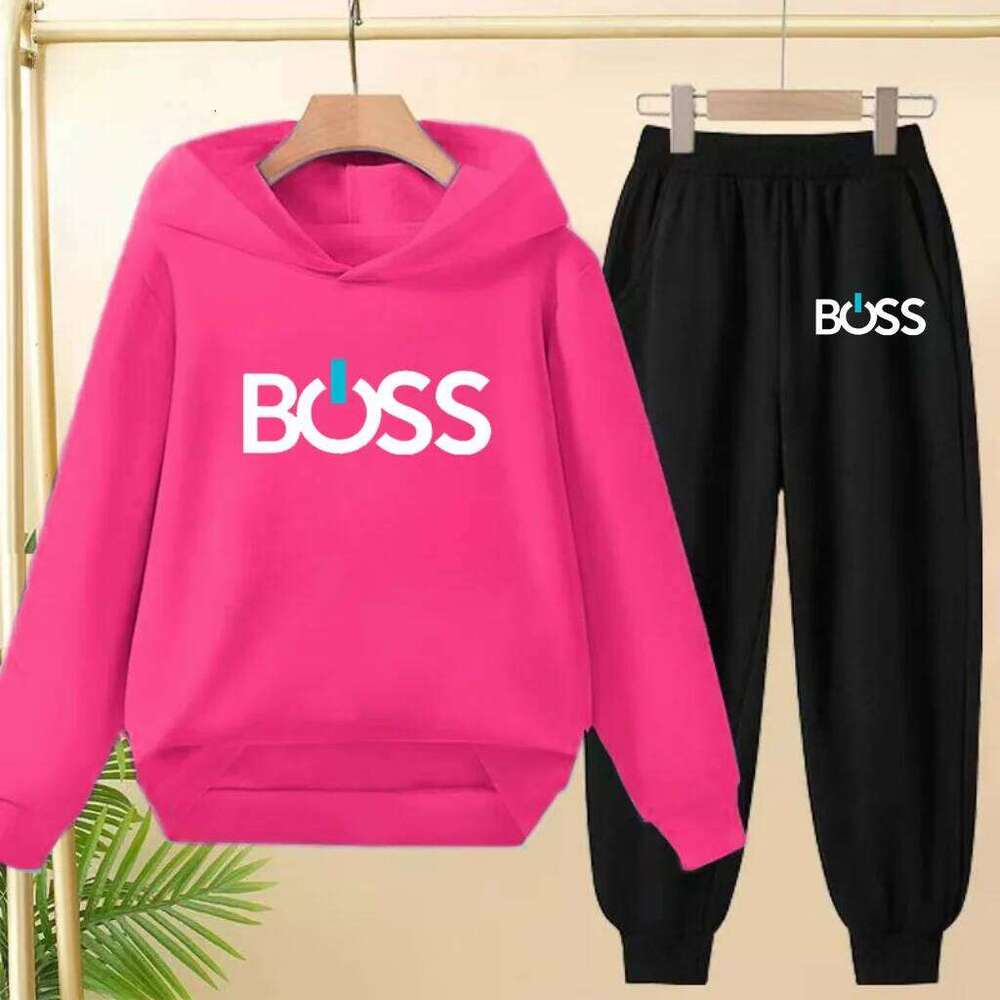Kids Spring Autumn Classic Letters Fashion Tracksuits Clothes Hoodie Girls Boy Toddler3-12Yrs Casual Sweatshirts+Pants Black Set X260205 - view 7