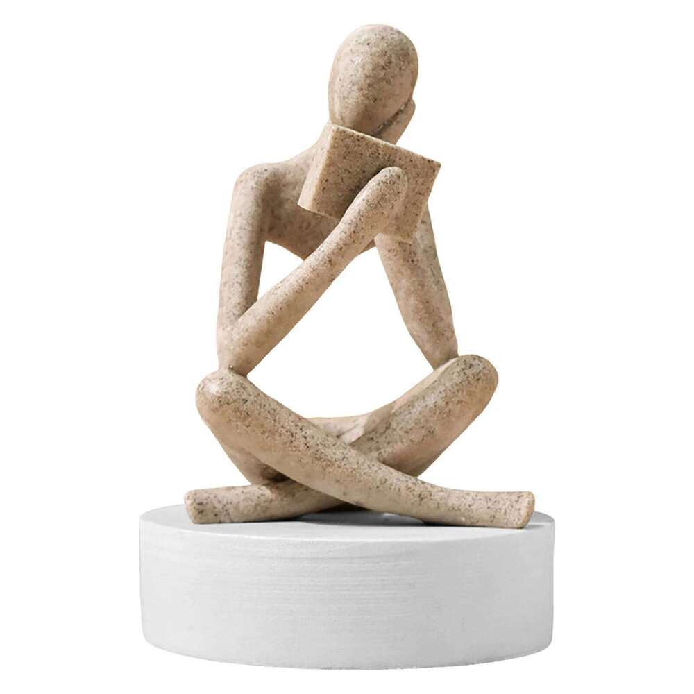 Thinker Reading Statues For Home Modern Shelf Abstract Sculptures Bookshelf Decor Resin Christmas Ornament Snowflake S260204