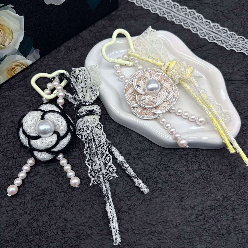 Keychain Designer Pearl Camellia New Ribbon DIY Bag Pendant Braided Rope Phone Accessory Keychain Chain