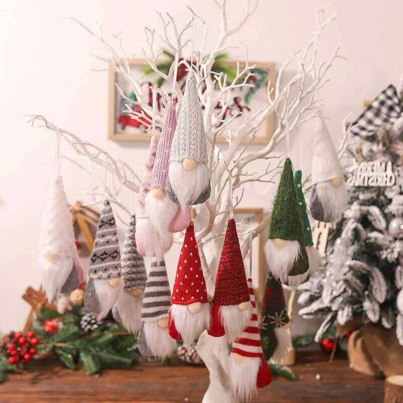 3pcs Hanging Decorations, Swedish Handmade Plush Santa Elves, Holiday Tree Ornaments, Home Christmas Decor S260204