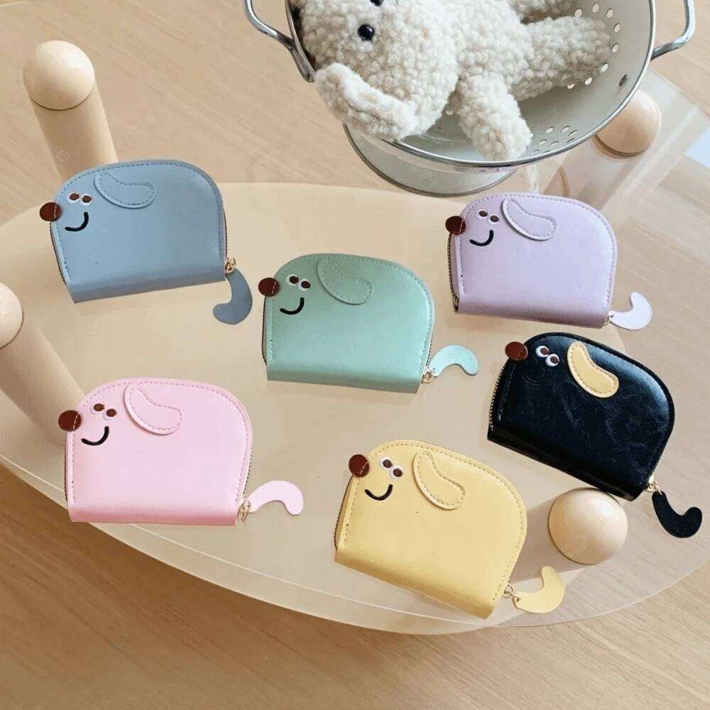 Portable Cartoon Dog Bag Zipper PU Leather Pocket Coin Purse Card Holder Women Z260205