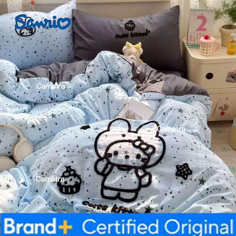 Sanrio Hello Kitty My melody Bed Four-piece Creative High-value Anime Embroidery Printed Girl Heart Bedroom Home Cute Supplies H2602051