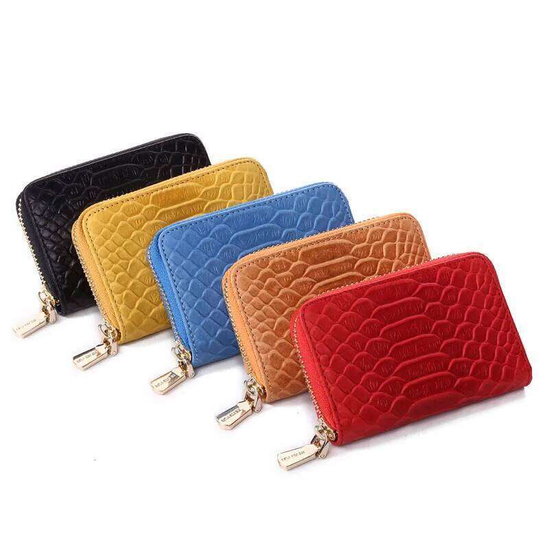 Fashion women credit holder genuine leather serpentine lady small wallet organizer card case Z260205