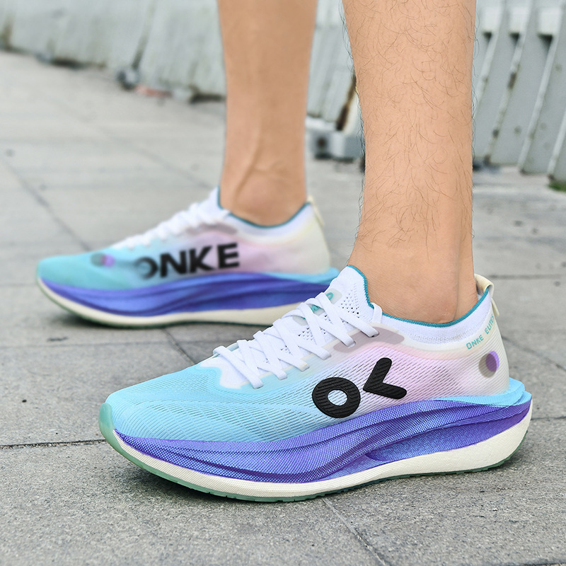 New design ONKE summer new model breathable carbon plate running shoes with anti-slip and wear-resistant cushioning feature for sports. Free shipping
