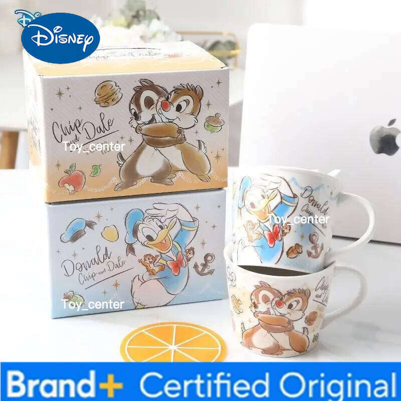 Disney Winnie the Pooh Stitch Ceramic with Spoon Cute Cartoon Home Coffee Mug Color Box Giving Gift H260205
