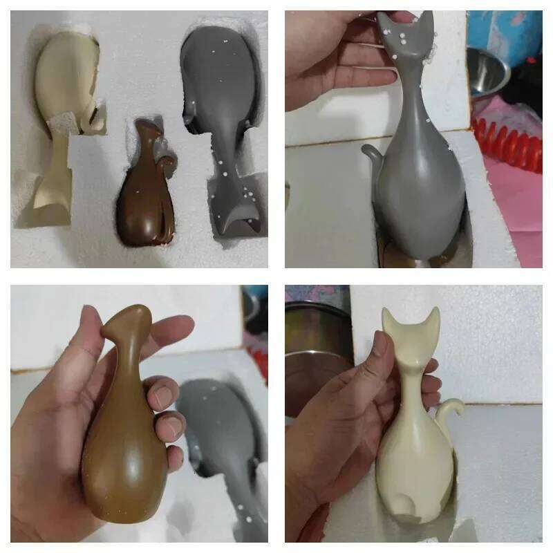 Nordic Ins Glaze Ceramic Ornaments 3/4pcs Porcelain Cat Family Decorations Home Cabinet Animals Figurines S260204