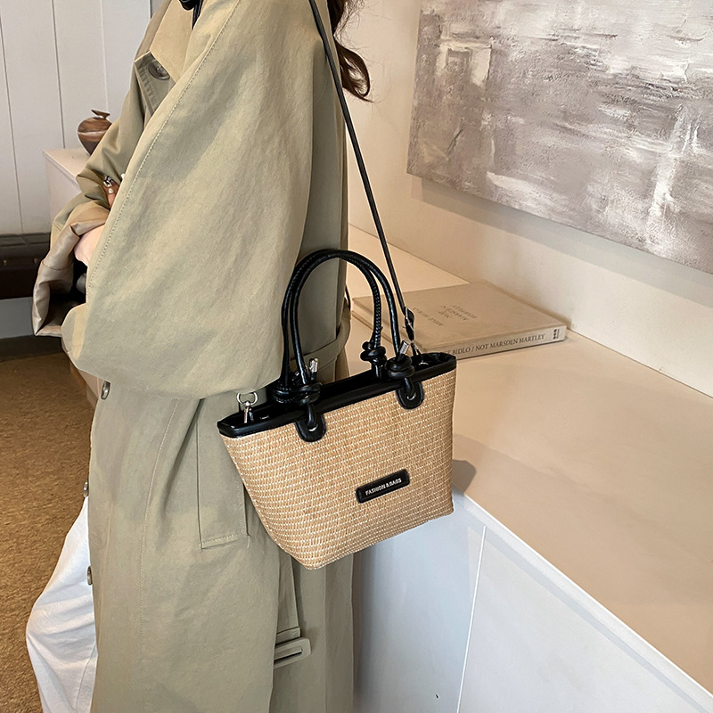 2026 New Summer Beach Bag Boho Woven Rattan Handbag for Women, Lazy Style Crossbody Shoulder Bag & Small Bucket Tote