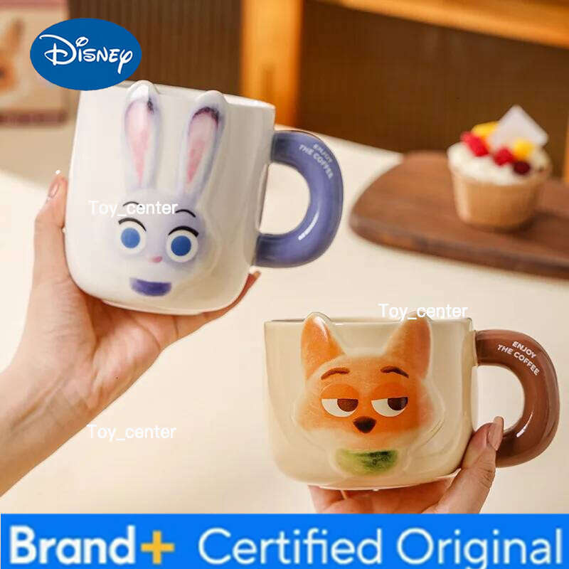 Disney Cartoon Cute Ceramic Creativity Nick Judy Breakfast Coffee Cup Collection Friend Birthday Gift H260205