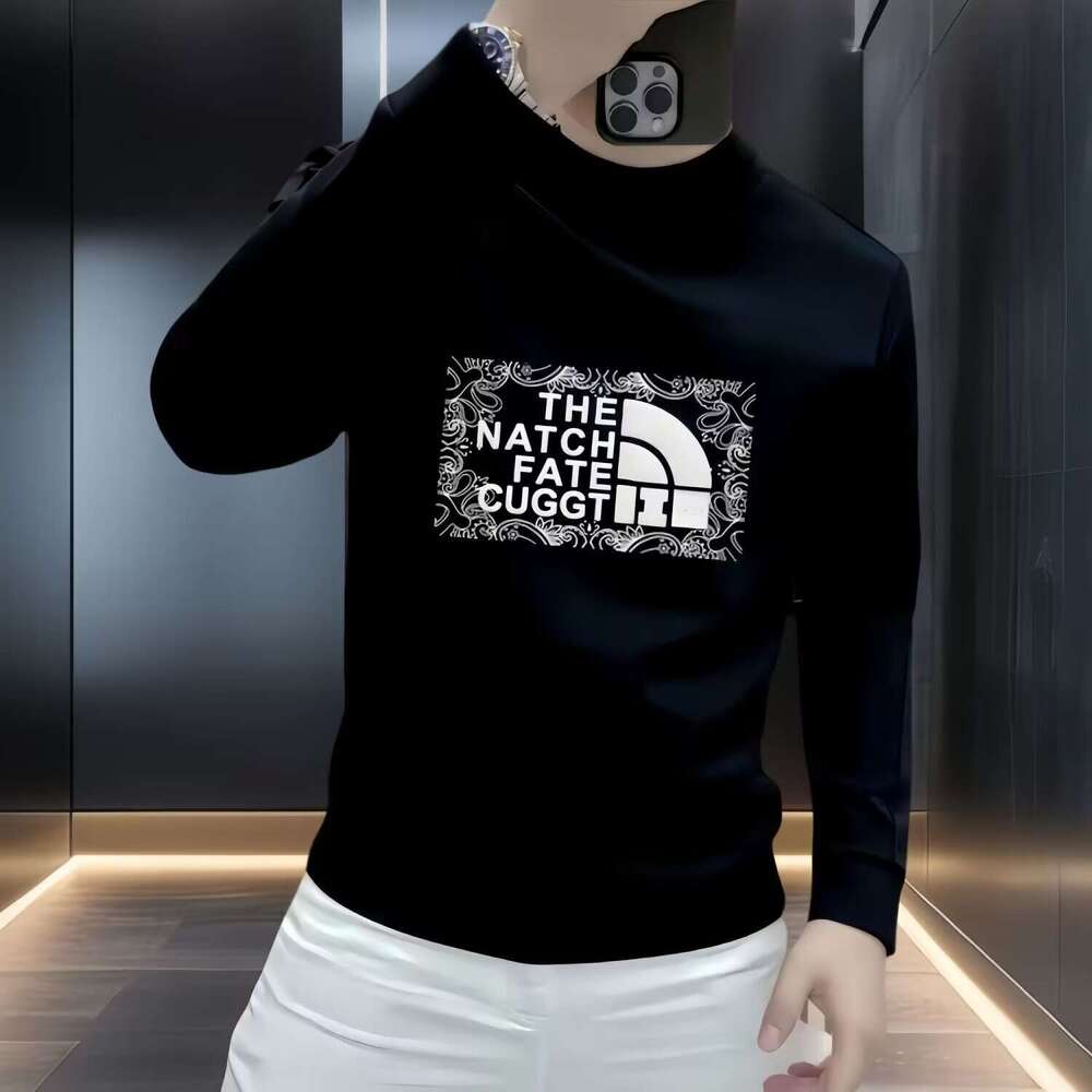 European Style Trendy Brand Printed Heavy Cotton Round Neck Fleece Sweatshirt Men's Korean Version Slim Fit Fashion Versatile Autumn Winter Top