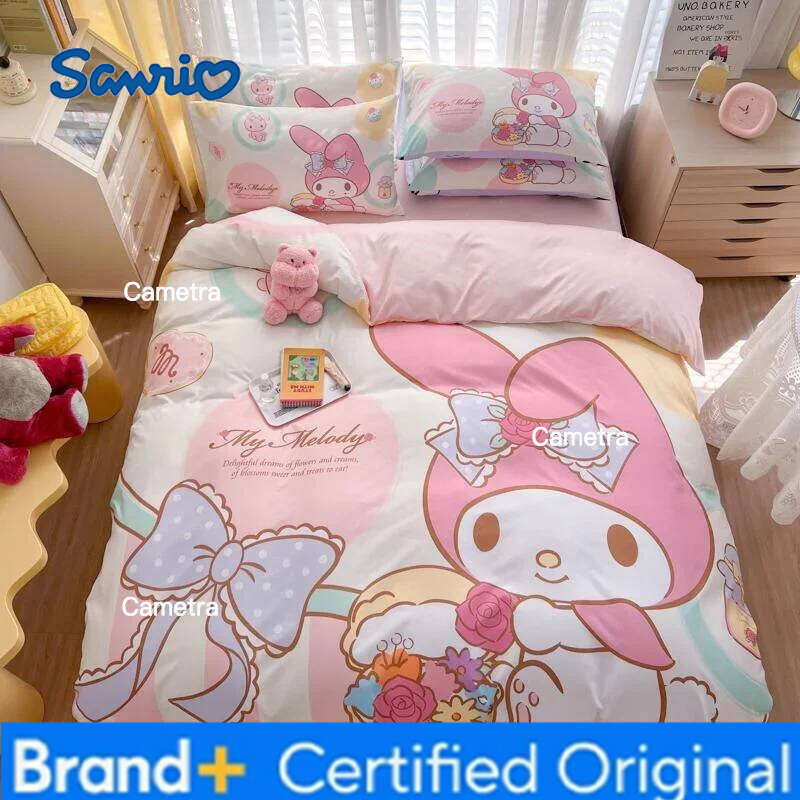 Sanrio Kuromi Children's Quilt Cover Bedding Cotton Cartoon Sheet Four-piece Set H260205