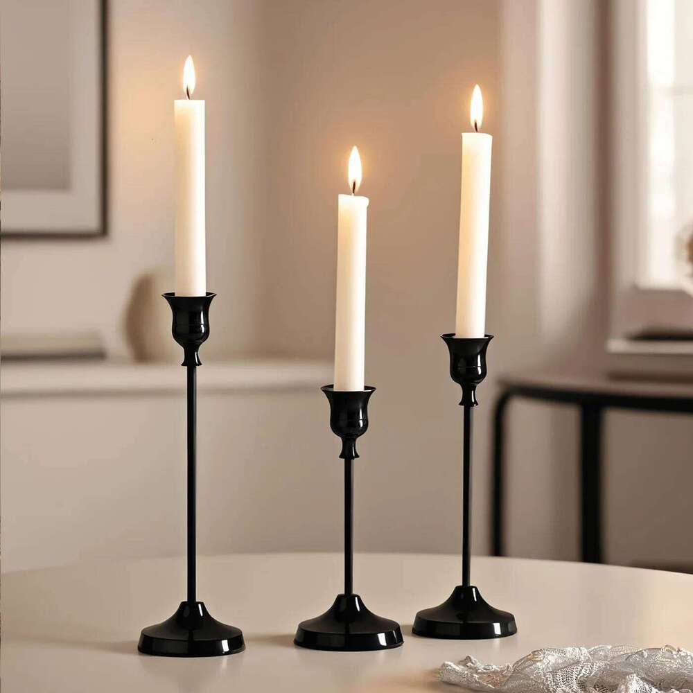 Creative wrought iron electroplated candle holders, metal ornaments, European-style Western cuisine and wedding decoration props S260204