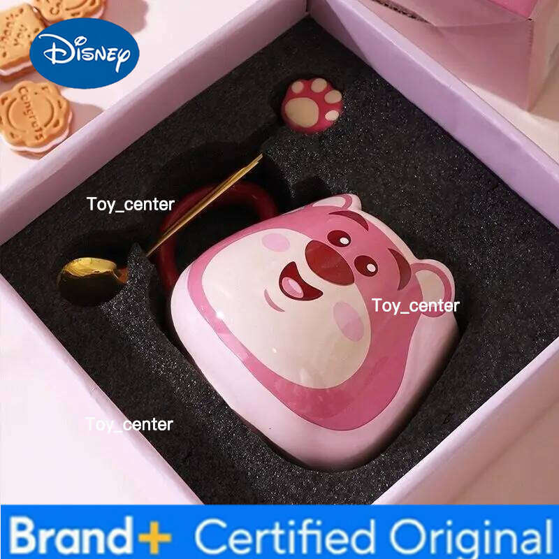 Disney 2025 New Strawberry Bear Water Big Belly Cup Box For Women'S Christmas Birthday Gift Ceramic Mug H260205