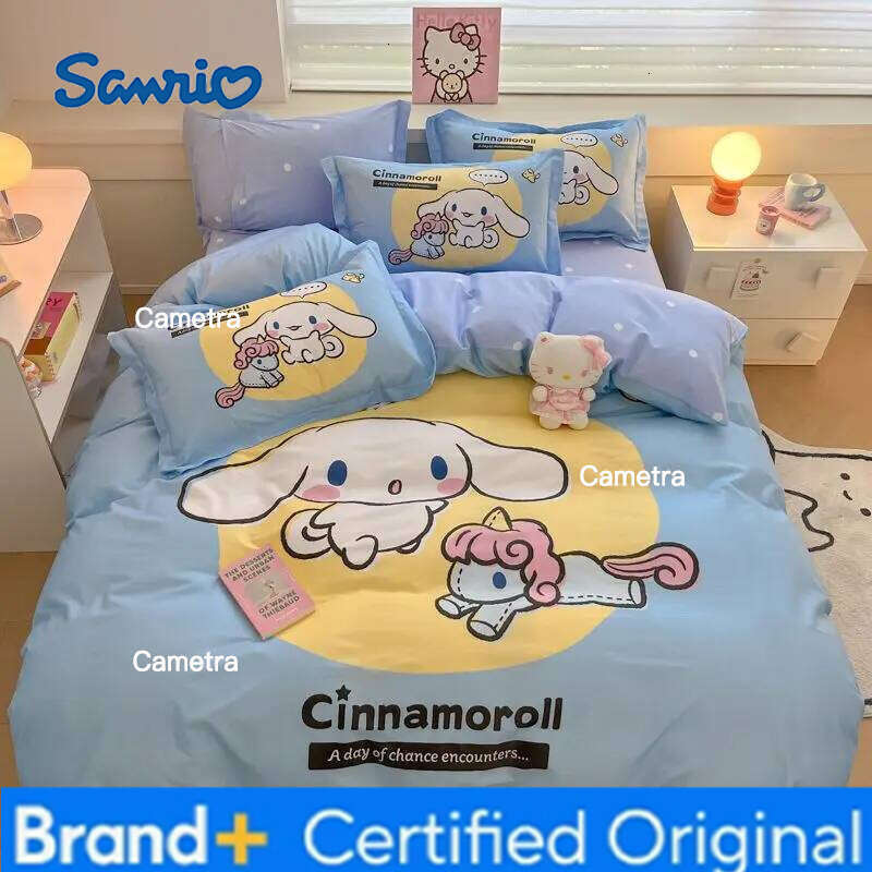 Sanrio Genuine Children's Cartoon 100% 4pcs Cinnamoroll Cotton Quilt Cover Bed Sheet Pillowcase 3pcs Set H2602051