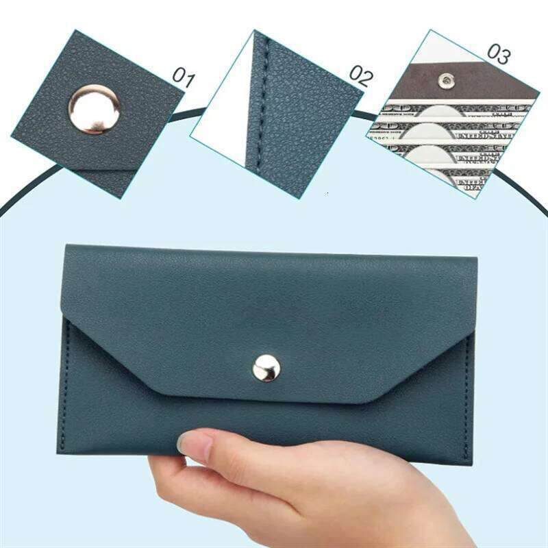 PU Leather Cash Envelope Classic Fashion Long Women's Wallet Ferrule Name Card Holder Gift Z260205