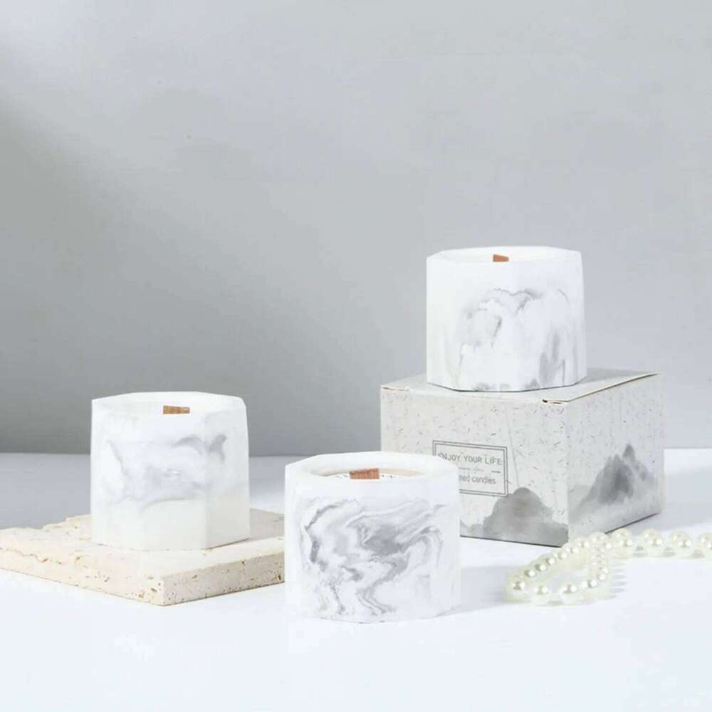 1pc Ins Style Marble Cup Candle - Handmade Soy Wax Aromatherapy, Non-Toxic Creative Gift for Home Party Wedding H260205