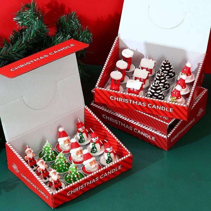 12PCS Decoration Supplies Smokeless Birthday Candles Atmosphere Christmas Candle Making Scents Oil Paraffinic S260204