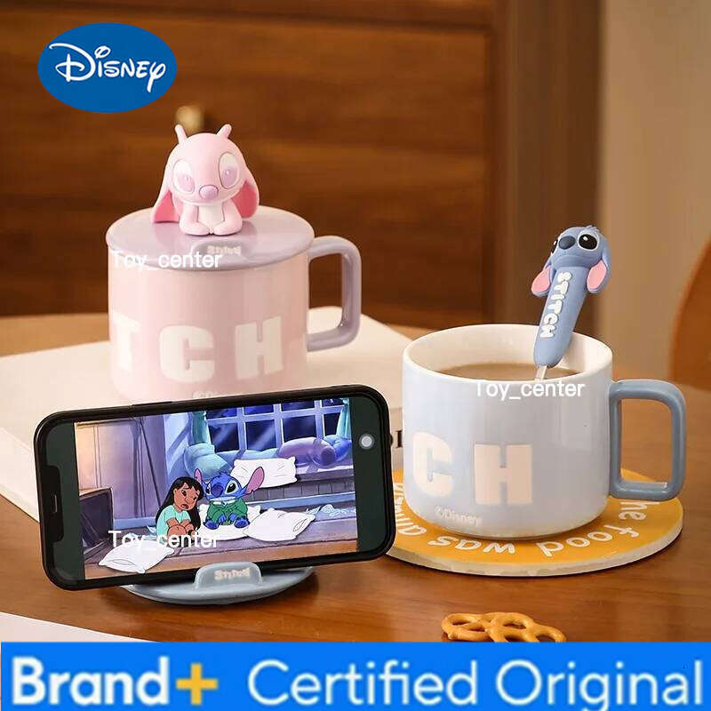 Disney Cute Cartoon Patterned Gift Mug Large Capacity High Quality Office Coffee Cups With Lid Ceramic Breakfast Milk Cup H260205
