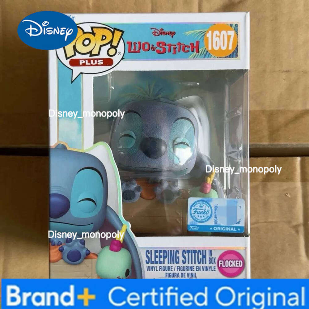 Disney Plus Sleeping In Box Figure 1607 Flocked FUNKO Pop Anime Lilo & Stitch Collectible Limited Edition Toy Gift H26020511