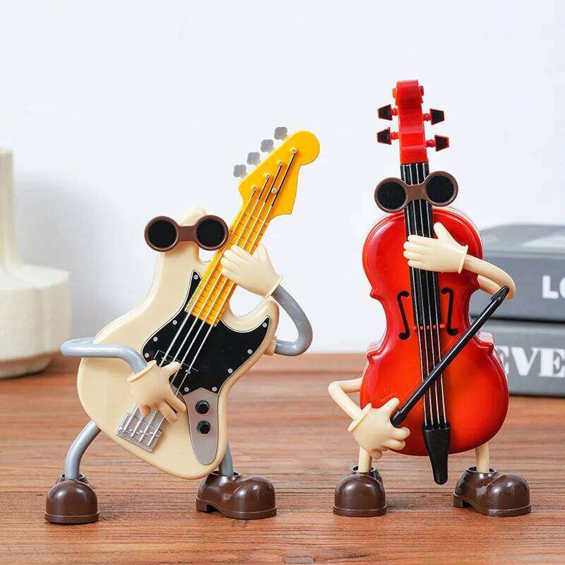 Creative Rocking Music Box, Featuring Guitar And Violin Design, A Perfect Birthday Couple's Holiday Gift, Or Livin S260204