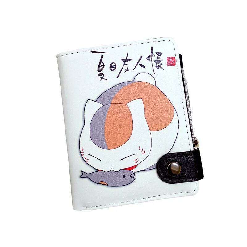 Anime Natsume Yuujinchou Short Button Wallet Cartoon Cat Teacher PU Leather Zipper Purse Z260205