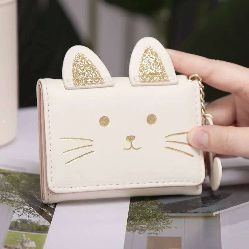 1pc Mini Cat Pattern Wallet, Cute All-match Button Card Holder, Fashion Short Wallet Z260205