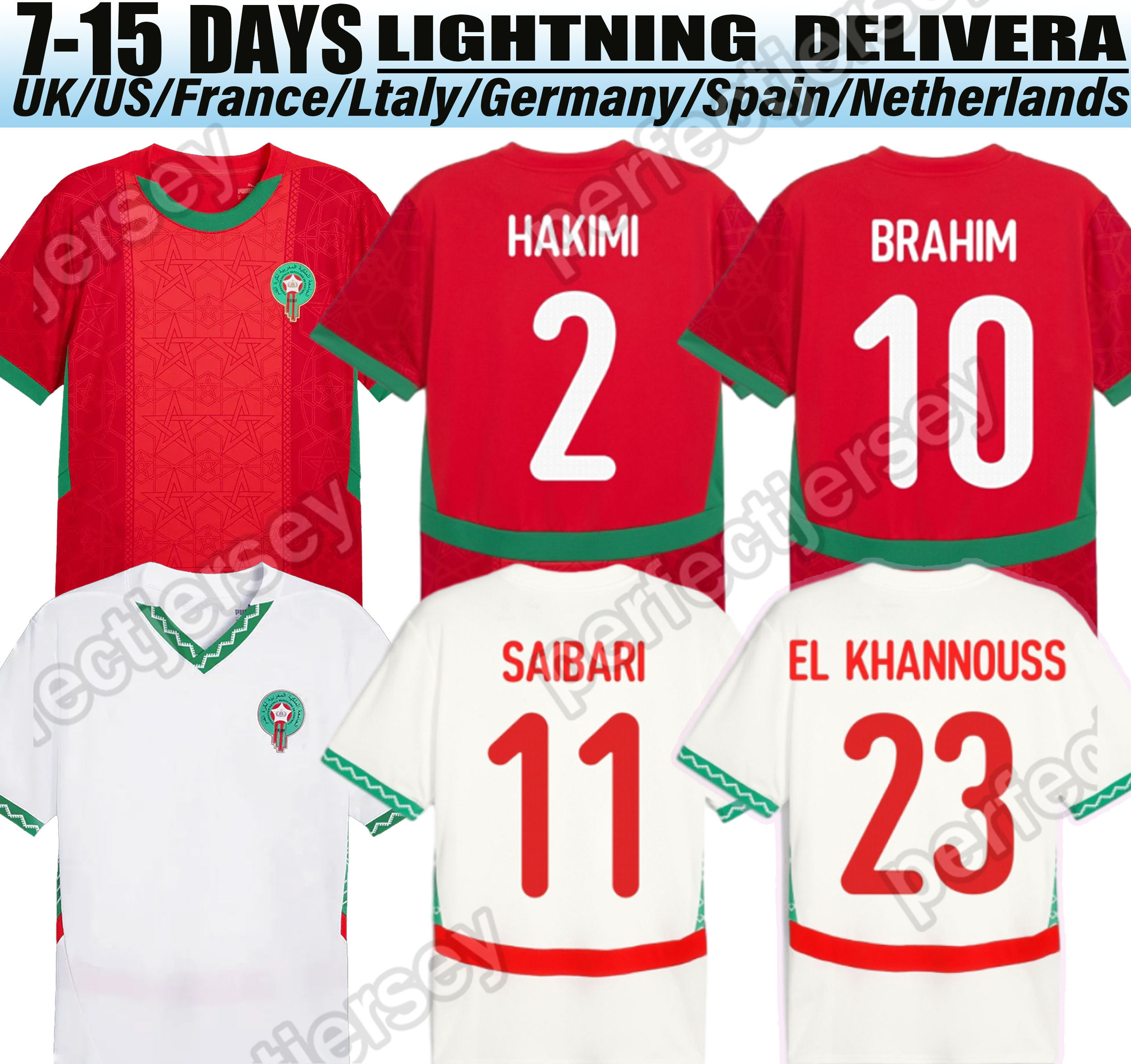 25 26 Morocco Soccer Jersey Hakimi Brahim El Khannouss Saibari jersey Igamane Ounahi El Kaabi Ben Seghir Nesyri Talbi Ezzalzouli Football Shirt Men kids kit uniform