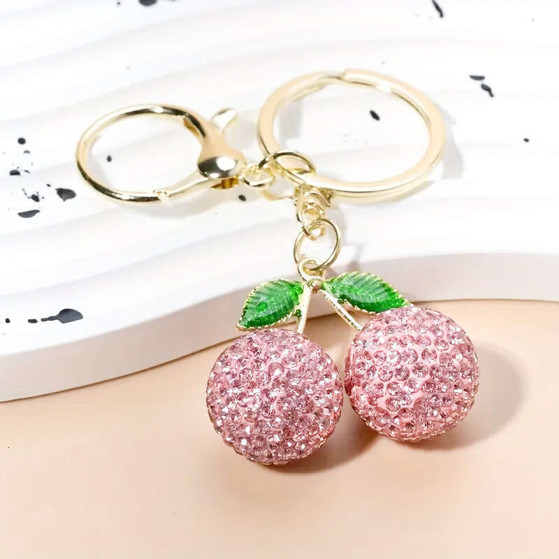 Hot-Selling Fashion Rhinestone Keychain Pendant Creative Fruit Alloy Cherry Bag Charm