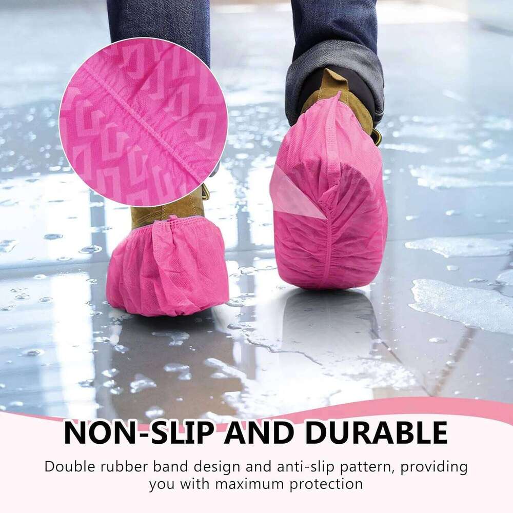 100Pack Shoe Disposable Non-Slip Black Non-Woven Fabric Covers for Indoors Breathable Slip Resistant Durable Boot S260204